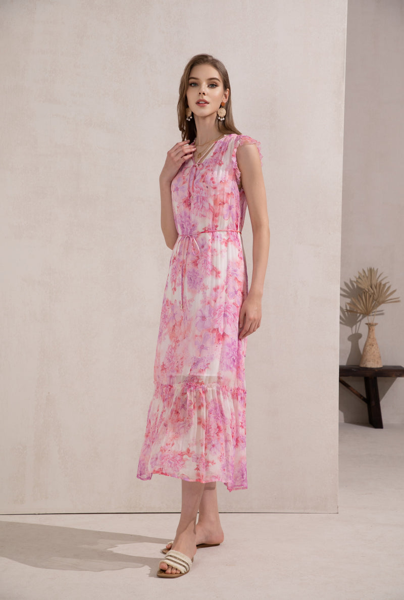 LORELLE SILK LONG DRESS