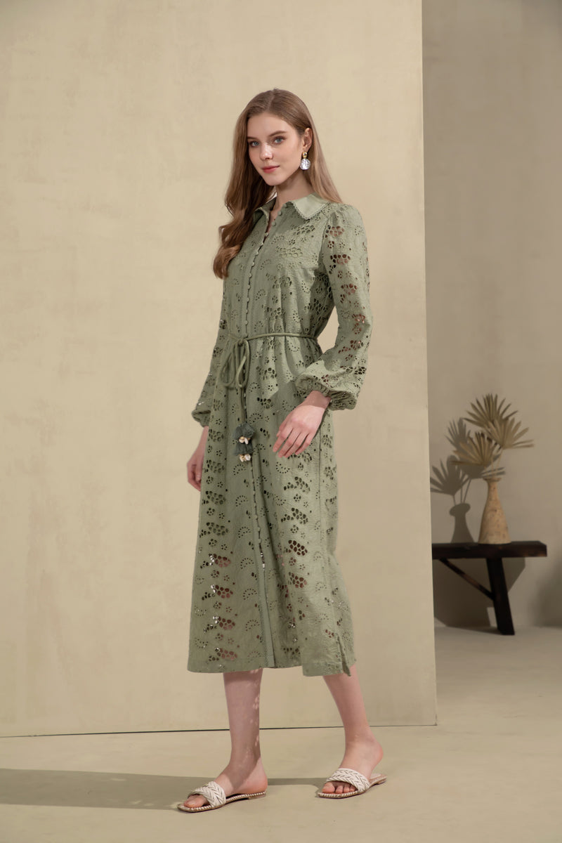 ROSIE EMBROIDERED LONG DRESS