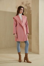 EIRA MERINO BELTED SHORT HOODED COAT