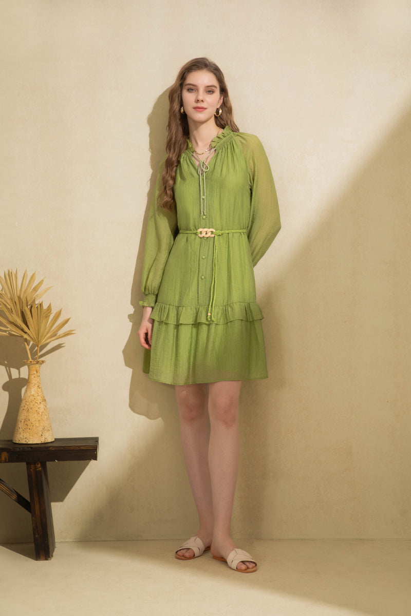 SYLVIE LONG SLEEVE TENCEL DRESS