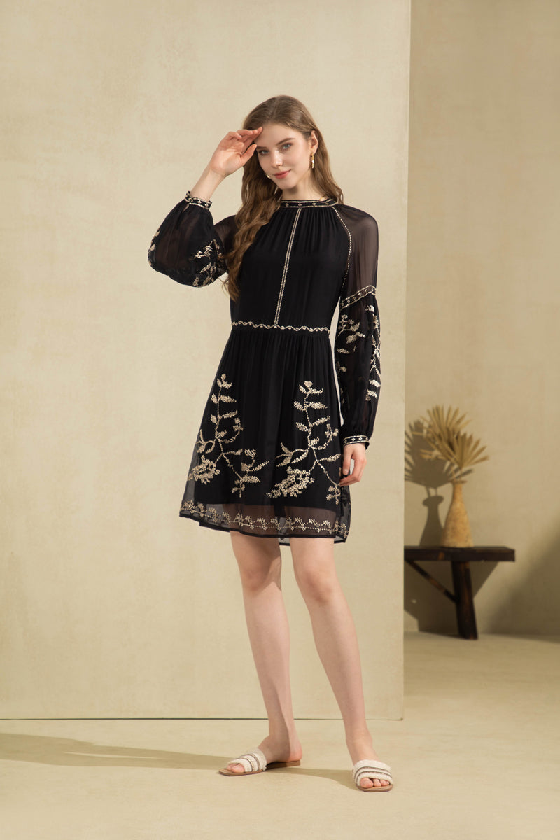 OLIVIANE EMBROIDERED SHORT DRESS