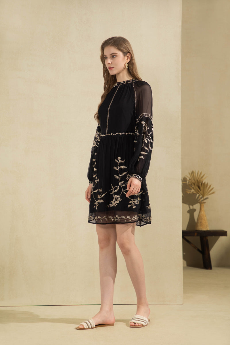 OLIVIANE EMBROIDERED SHORT DRESS