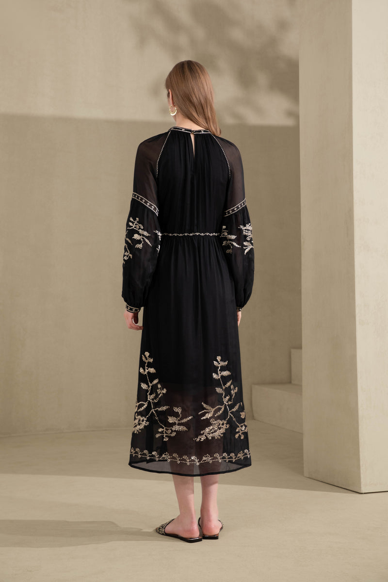 OLIVIANE EMBROIDERED LONG DRESS