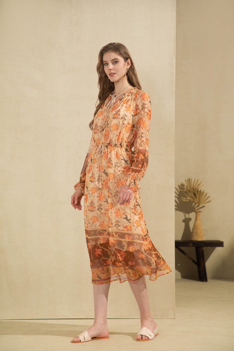 STELLA FLORAL SILK DRESS