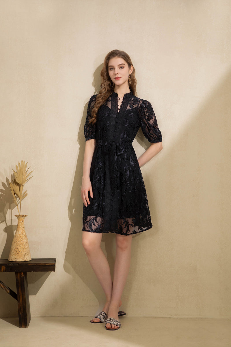 YVETTE LACE SHORT SLEEVES SHORT DRESS