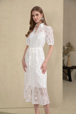 YVETTE LACE SHORT SLEEVES LONG DRESS