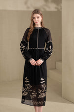 OLIVIANE EMBROIDERED LONG DRESS