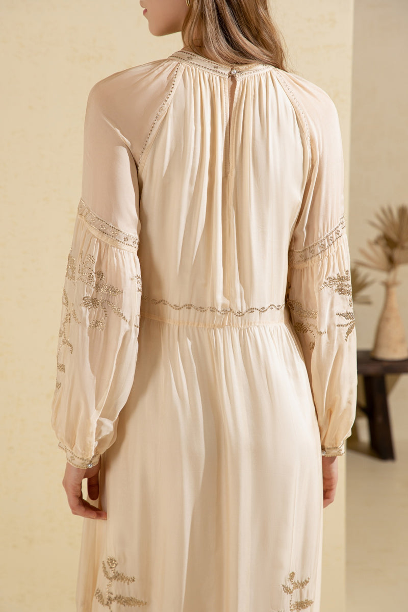 OLIVIANE EMBROIDERED LONG DRESS