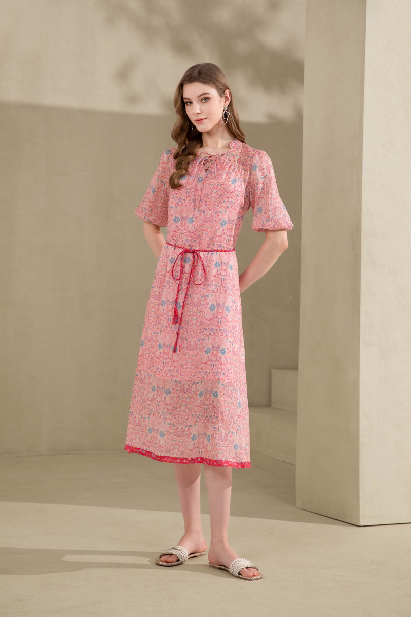 LIANA LINEN PRINTED DRESS