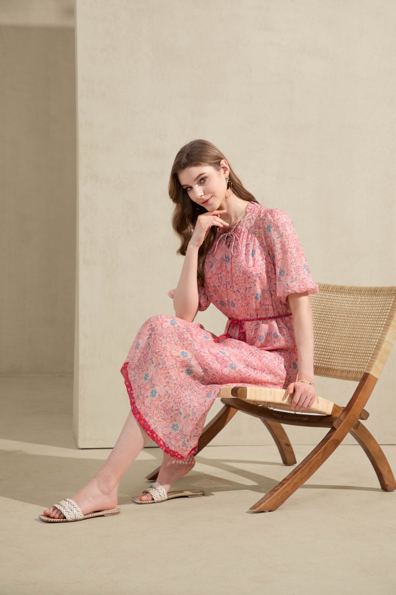 LIANA LINEN PRINTED DRESS