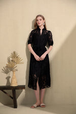 YVETTE LACE SHORT SLEEVES LONG DRESS