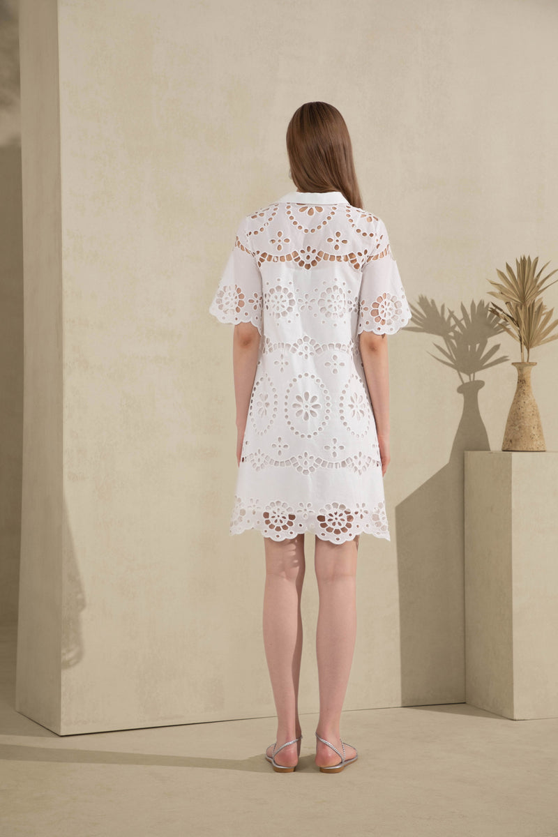 MONET EMBROIDERED COTTON DRESS