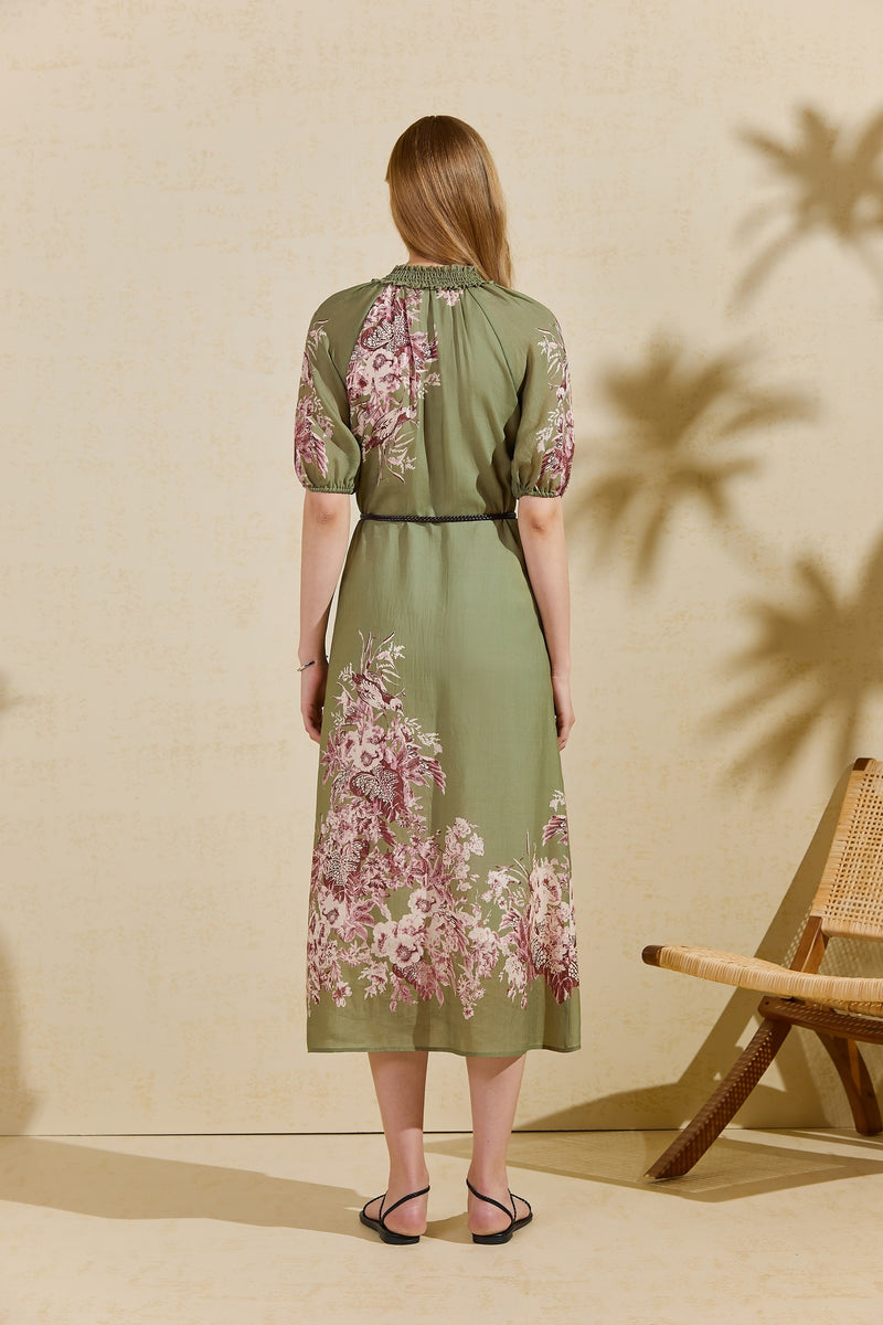 PIERRE LINEN PRINTED DRESS