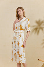 FLEUR V NECK LONG DRESS