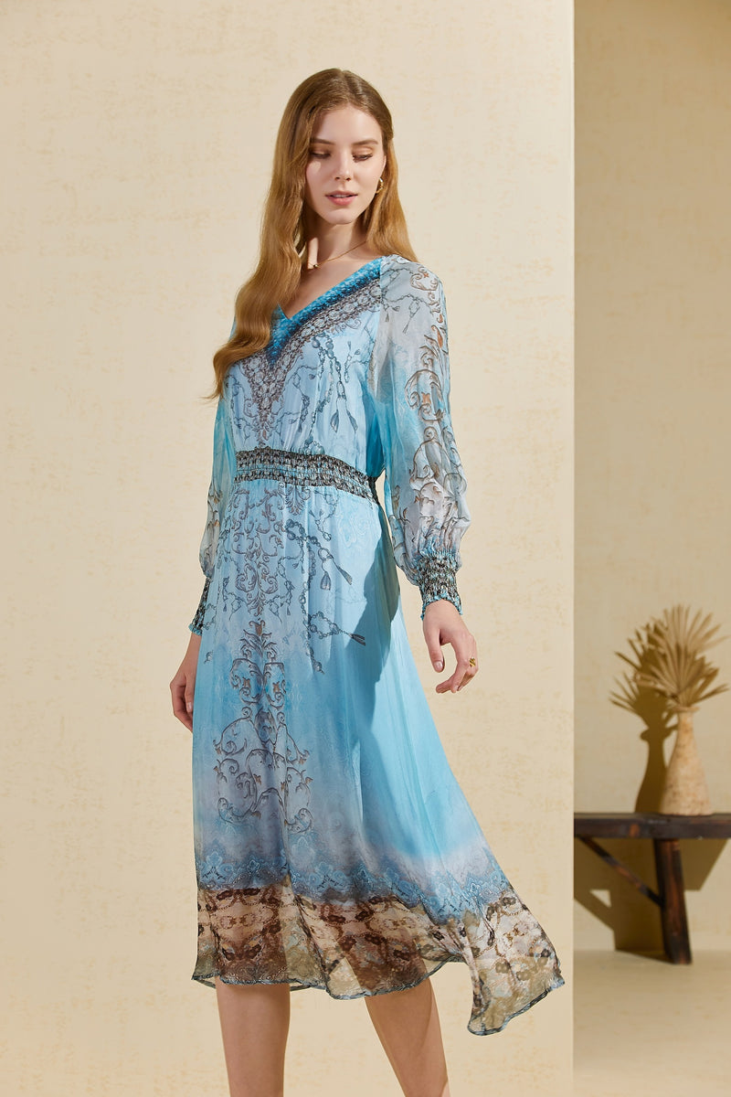 AGNELLE LONG SLEEVE LONG DRESS