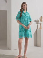 MONET EMBROIDERED COTTON DRESS