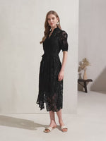 YVETTE LACE SHORT SLEEVES LONG DRESS